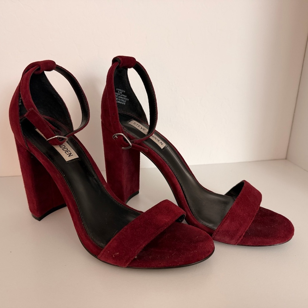 Steve Madden Burgundy Suede Block Heels